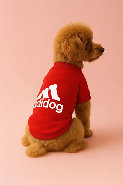 MPZ Pets زي القطط والكلاب - سويت شيرت Adidog باللون الأحمر