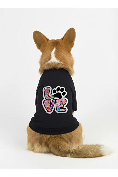 MPZ Pets Cat and Dog Outfit - Black Sweatshirt & Colorful Love Dress