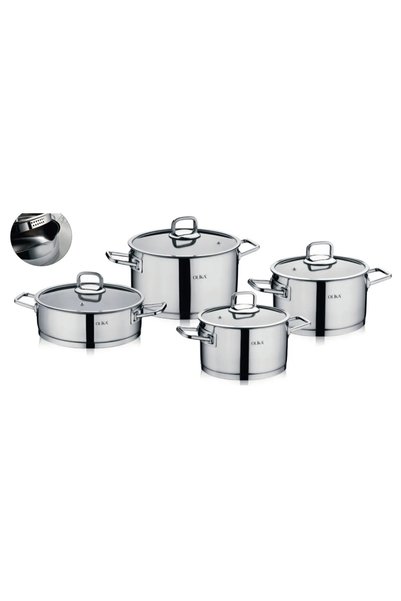 OLİKA Mars 8 Piece Steel Pot Set with Strainer