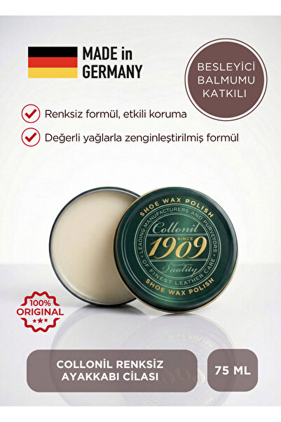 Collonil Tuna 1909 Wax Polish Balmumu Katkılı Renksiz Krem Ayakkabı Cilası, 7...