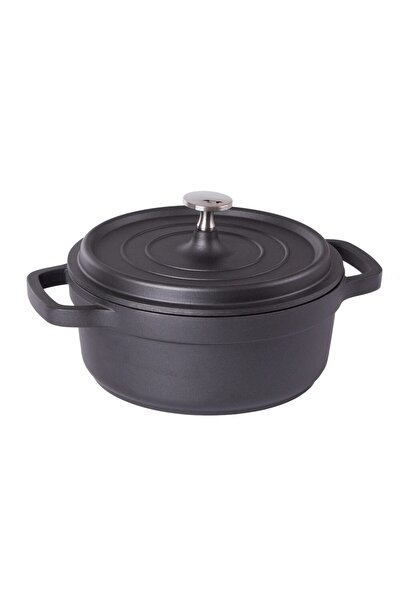verk group Oala de aluminiu cu capac, negru, 2.2 L, 20 cm,
