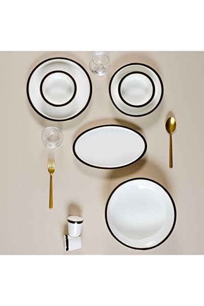 EVALIZA Alaia 60 Parça 12 Kişilik Yemek Takımı - Black Gold