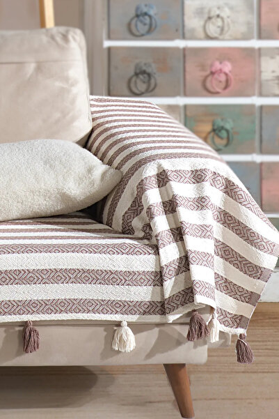 Lux Touch Pera Brown Φούντα Κάλυμμα Μπράτσων Κάλυμμα Καναπέ 300x110 cm 3m Καν...