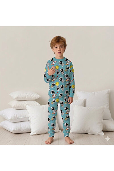 ROSAMİNA Set de pijamale pentru băieți, 100% bumbac, crem, cu model mașină