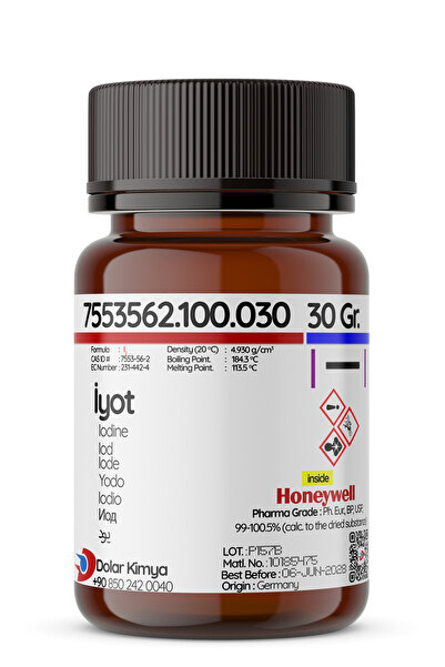 Dolar Kimya İyot (Kristal Form, Pure Iodine, Ekstra Saf >=99,8 %) | 30 Gram