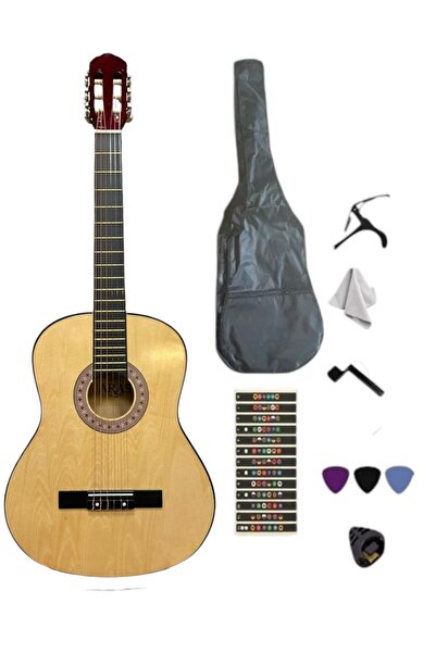 Sazhane Naturel 4/4 Sap Ayarlı Klasik Gitar Seti(Kılıf-Pena Dahil)