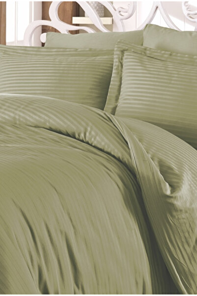 NazeninHome Ελαστικό σατέν ριγέ σεντόνι με λάστιχο |   Σετ Παπλωματοθήκης Σατ...