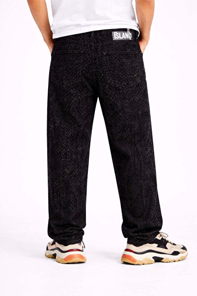 vulgariromania Blugi Bărbați Loose Fit Negri Texturați – Jeans Streetwear Modern - 33