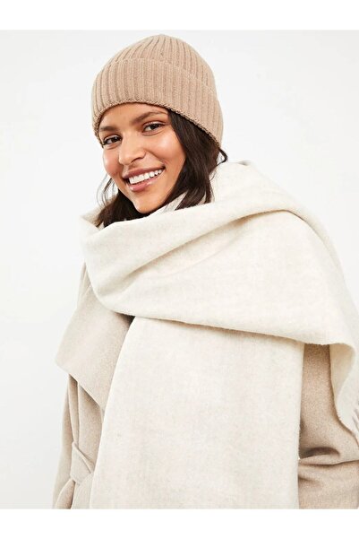 LC Waikiki Ecru Γυναικείο Φουλάρι - Απλό Κρόσι