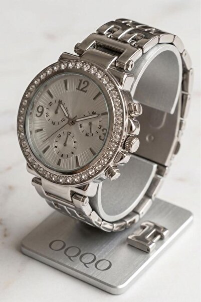 OQQO Regulus Stone Detailed Silver Cord Women's Wristwatch