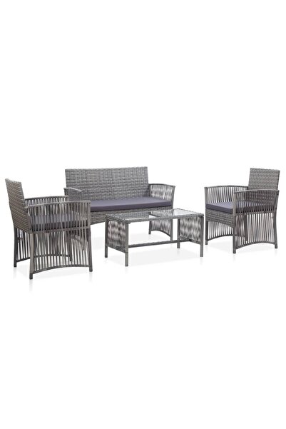 Concept Set mobilier de grădină cu perne, 4 piese, antracit, poliratan