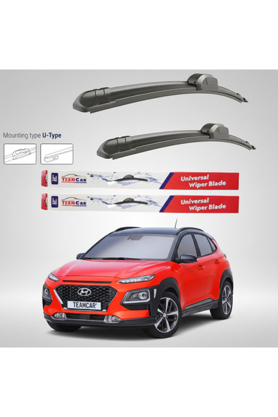 TEAMCAR Hyundai Kona (2017–2020) Επίπεδες Υαλοκαθαριστήρες |   Μπροστινό Σετ ...