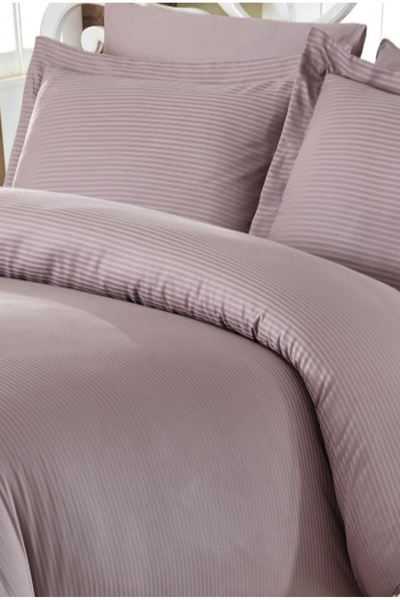 NazeninHome Ελαστικό σατέν ριγέ σεντόνι με λάστιχο |   Σετ Παπλωματοθήκης Σατ...