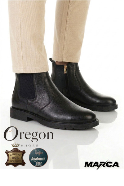 MAKRAS Χειμερινές ανδρικές μπότες από 100% γνήσιο δέρμα μαύρο