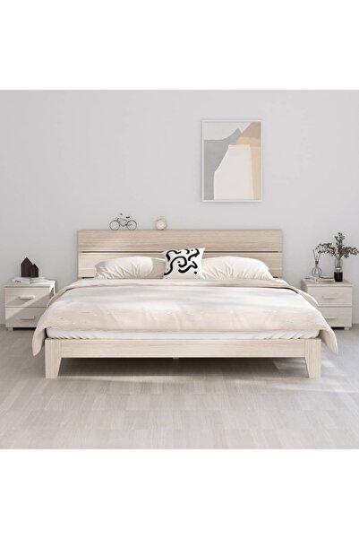 Concept Noptiere, 2 buc., alb, 40x35x44,5 cm, lemn masiv de pin