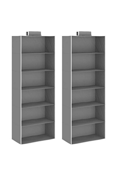 Concept Organizatoare suspendate dulap, 2 buc., cu 6 rafturi, textil