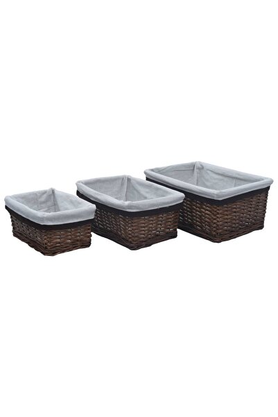 Concept Set de coșuri stivuibile, 3 piese, maro, răchită