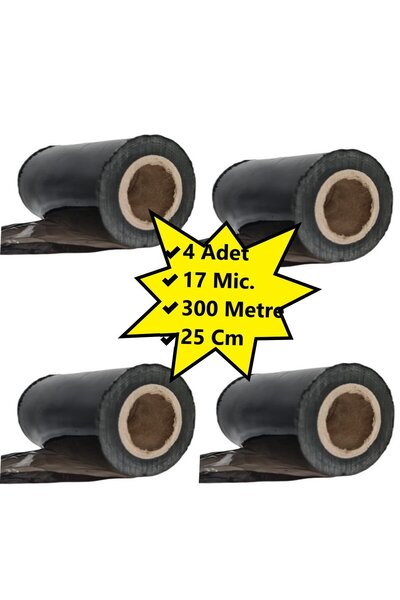 Palet Siyah Dilimli Streç 25 CM 17 Mic. 1000Gr / 300mt. Siyah 4 Adet