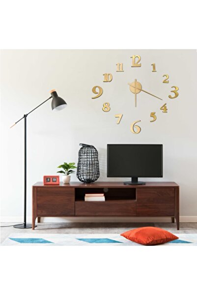 Concept Ceas de perete 3D, auriu, 100 cm, XXL, design modern