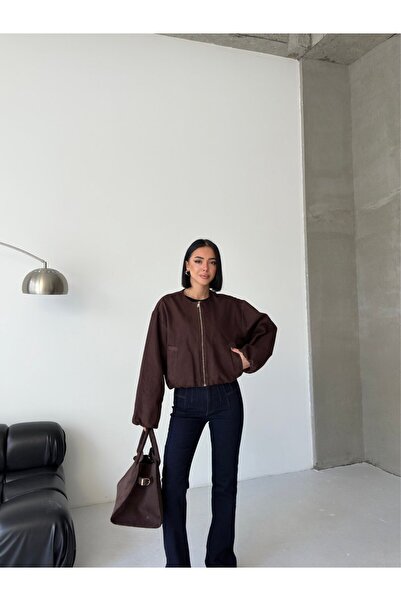 Coşkun GİYİM Γυναικείο ελαστικό μπουφάν bomber ΚΑΦΕ 6198-78