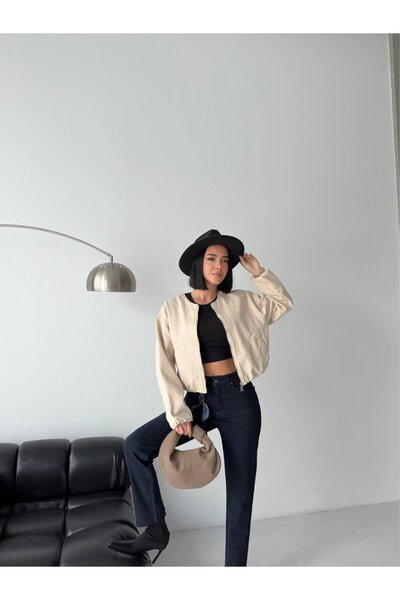 Coşkun GİYİM Γυναικείο ελαστικό μπουφάν Bomber STONE 6198-65