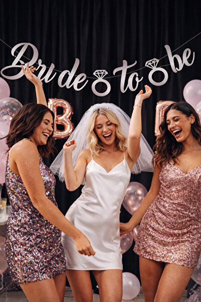 Parti dolabı 180cm Gümüş Bride To Be Banner Süs Bekarlığa Veda Parti Konsept ...