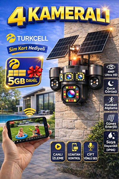 Esvision 7021 4 Kameralı 4G Çift Solar Panel 16X Zoom AOV Gece Görüş Çift Yön...