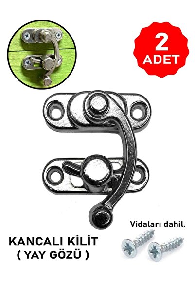 sywoods 2 Adet Büyük Boy Yay Gözü Kancalı Kilit Nikel Kutu Sandık ve Kapak Kl...