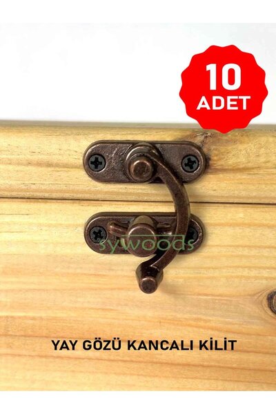 sywoods Orta Boy Oksit Yay Gözü Kancalı Kilit 10 adet Kutu Sandık ve Kapak Kl...