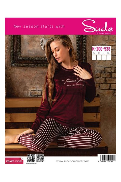 Sude Kadın Kışlık Kadife Pijama Takımı 538- 1 Adet