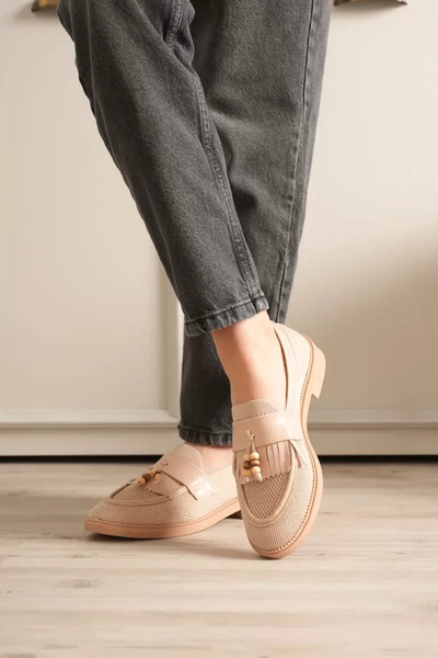 Belinora Γυναικεία Μπεζ Παπούτσια Casual με Φούντες TR30MS01B