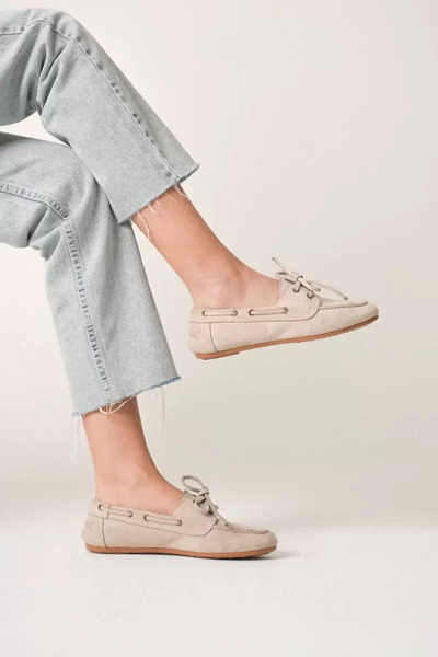 Belinora Women's Beige Casual Suede Shoes Tr27Ms06B