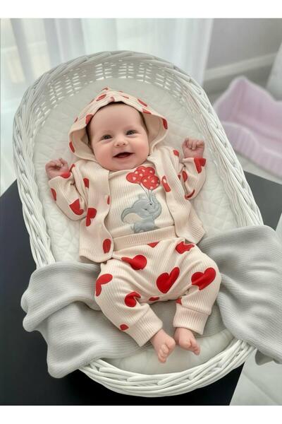 İZYALİF BABY طقم سترة للفتيات الصغيرات مكون من قماش مجدّل قطع من القطن بنمط ق...