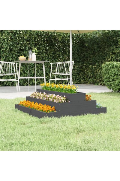 Concept Jardinieră, gri, 80x80x27 cm, lemn masiv de pin
