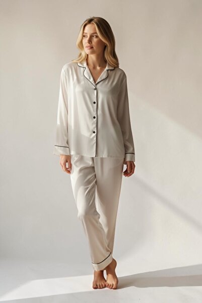 SATTENS Μεταξένιο ΣΑΤΕΝ ΓΥΝΑΙΚΕΙΟ ΣΕΤ ΠΙΤΖΑΜΑ ΜΕ ΑΠΛΟ ΣΧΕΔΙΟ ΠΙΤΖΑΜΕΣ ΣΕΤ ΠΙΤ...