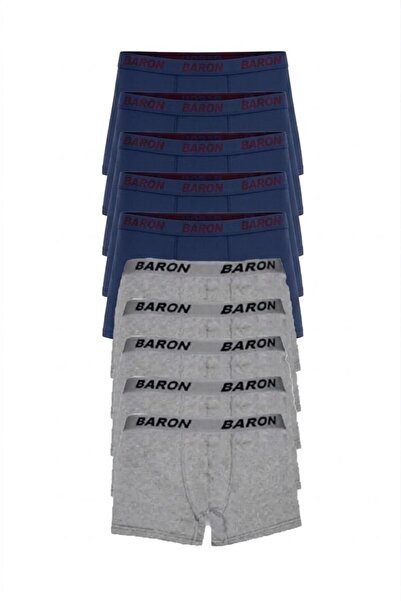 MODA YILDIZ 10 Τεμάχια Οικονομικό Μποξεράκι Lycra Μπλε Ιντιγκό-γκρι -my001