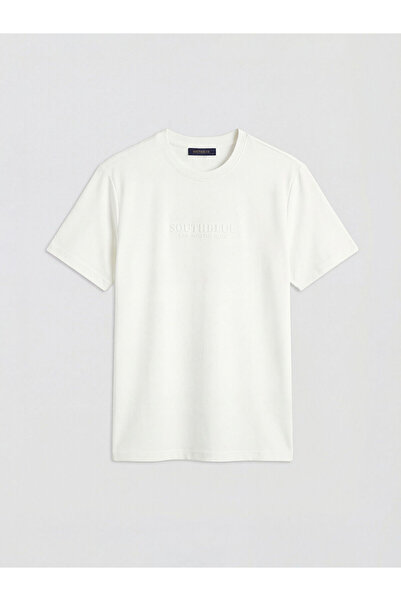 LC Waikiki Peak New Season Crew Neck Embossed Lettering Men's T-Shirt