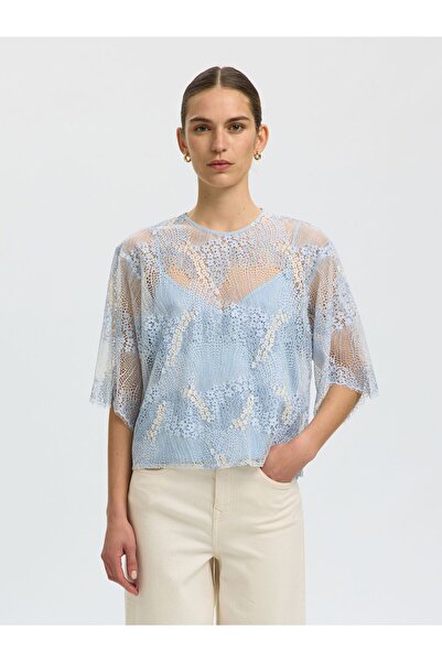 Selected Femme Crop Top Spitzen