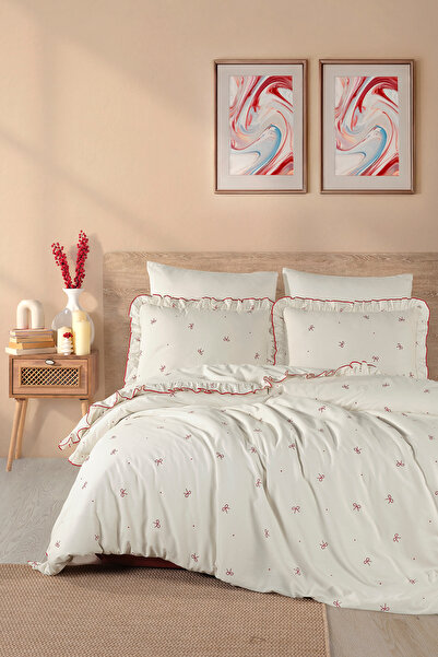 Karden Flower Σετ Παπλωματοθήκης Rosalie Frilly 100% Βαμβακερό με Φιόγκο - Με...