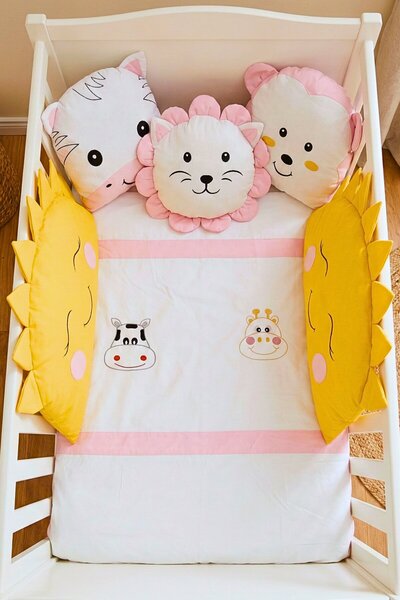 Kista Baby Park Yatak Bebek Uyku Seti Nevresim Takımı 70x110 Animals Pembe