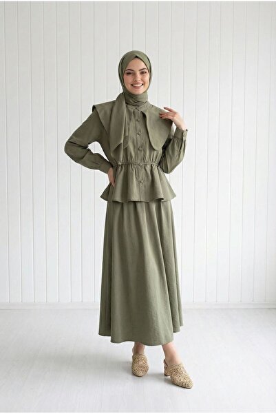 BENAHOLL Σετ με ελαστικό γιακά και φούστα για μωρά Deniz Beli - MF584 Χακί