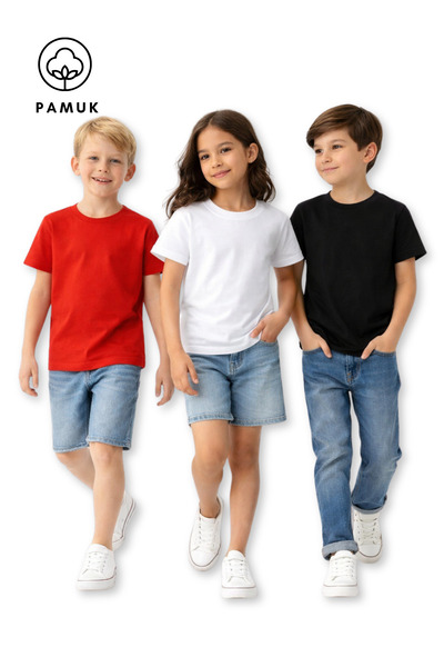 HK HOPKİDS Set de 3 pentru băieți și fete, basic de mâneci scurte de vară, tr...