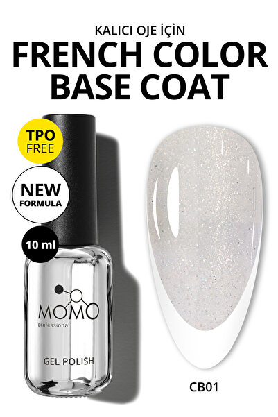 MOMO professional Kalıcı Oje French Color Base Coat CB01, Işıltılı Rakı Beyaz...