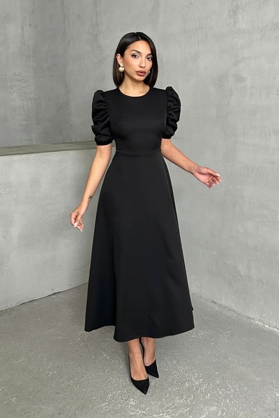 BEJNA Schwarzes Wassermelonenärmelkleid für Damen