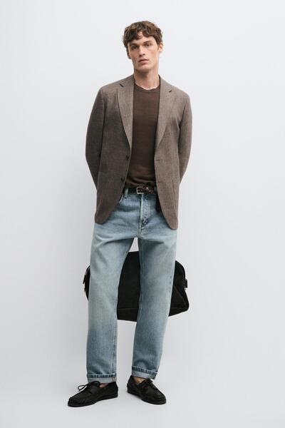 Massimo Dutti Keten görünümlü özel dikim blazer