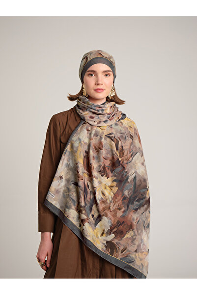 Ayshara Nevbahar Çiçek Puan Με σχέδιο Διπλής όψης Σάλι - Ταν Καφέ