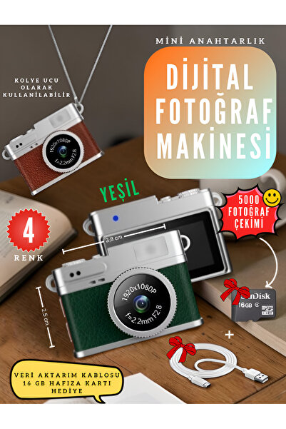 nextbuy Retro Dijital Fotoğraf Makinesi HD Video Kamera Mini Kolye Anahtarlık...