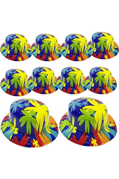 partidolu Στρογγυλό πλαστικό καπέλο πάρτι για ενήλικες 10 τμχ με μοτίβο λουλο...