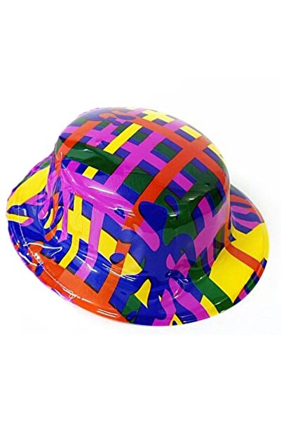 partidolu 1 τμχ Στρογγυλό πλαστικό καπέλο πάρτι με ρετρό σχέδιο για ενήλικες