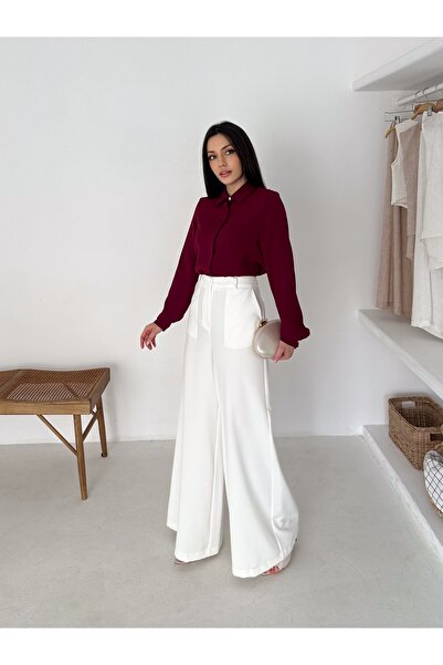 Vuntal BUTİK Διπλό παντελόνι Palazzo με φαρδύ πόδι